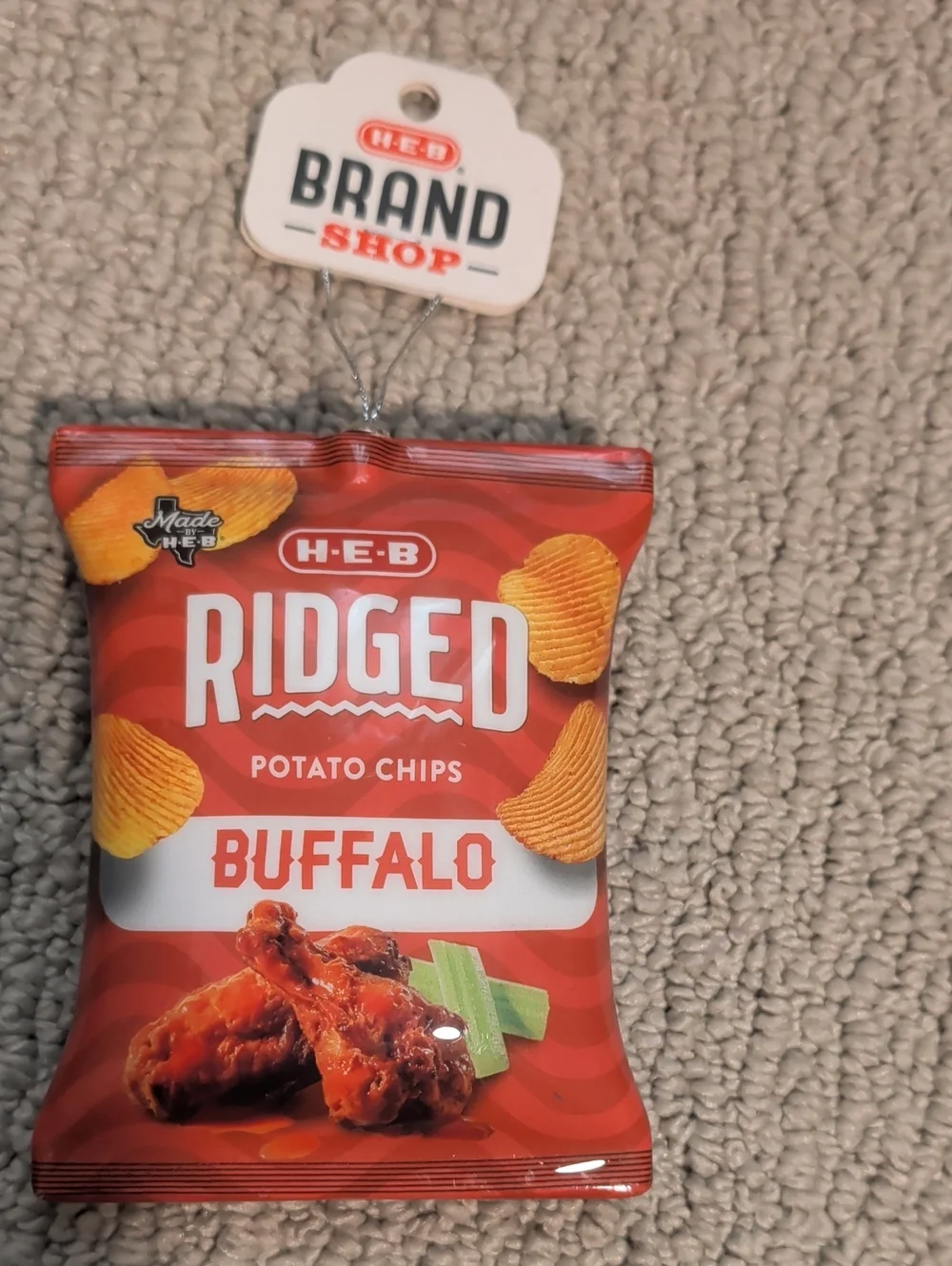H-E-B Ridged Buffalo Potato Chips Keychain Bag Charm - Red